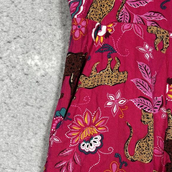 Torrid Dress Womens Sz 10-12 Pink Blue Paisley Tigers Buttons Boho Chic No Belt - Picture 13 of 13